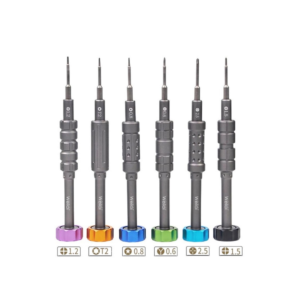 OBENG SET PRESISI WEILAI WI-673 6 IN 1 T2/0.6/0.8/2.5/1.5/1.2 UNTUK IP IPD ANDROID MULTIFUNGSI