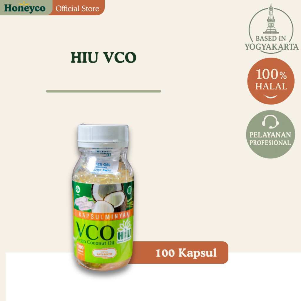 Kapsul VCO Asli 100 Kapsul Minyak Kelapa Immune Booster - Kapsul VCO Herbal Indo Utama