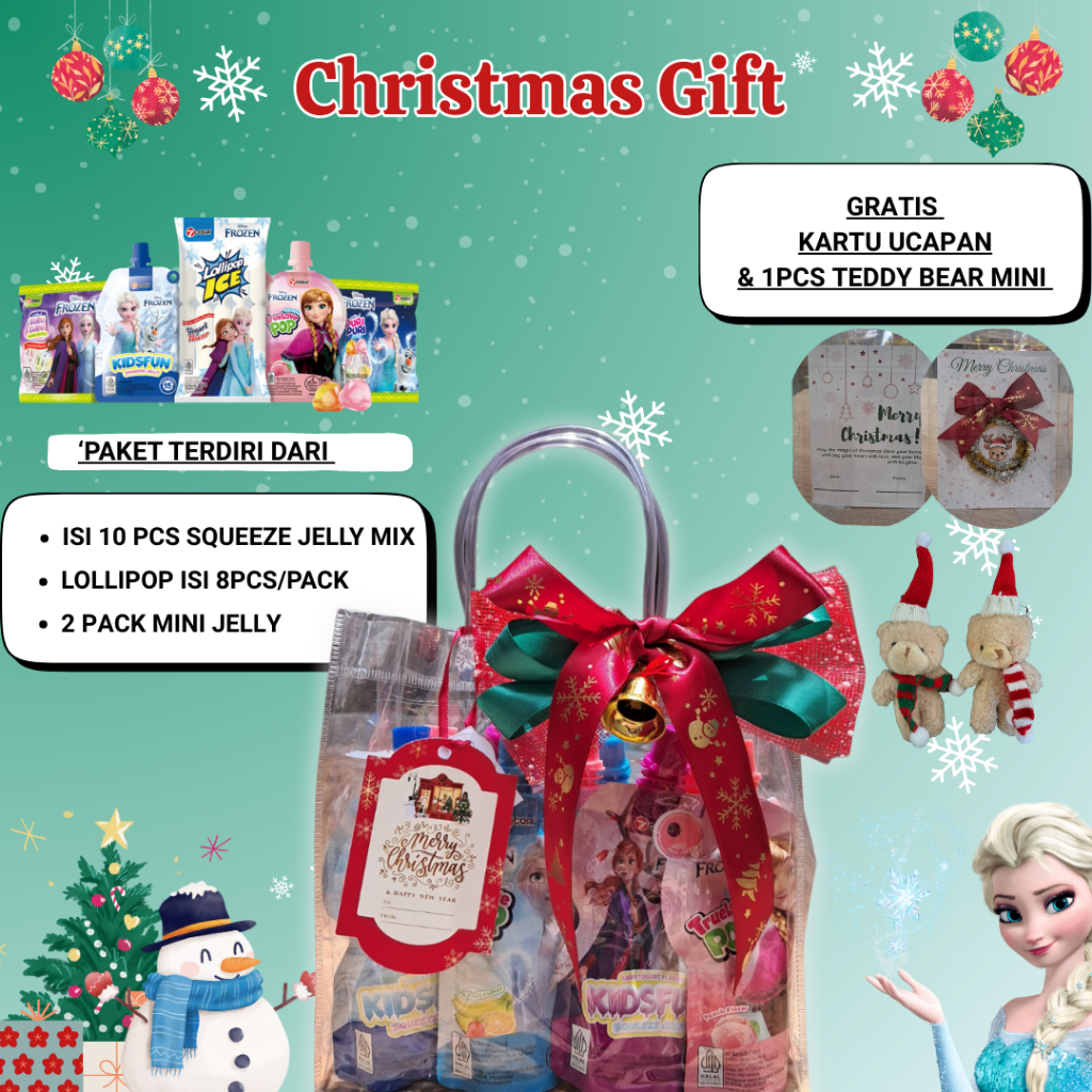 Chrismas Edition Package 7COSIA Disney Frozen Kids Fun Squeeze Jelly Cemilan Jelly Yougurt