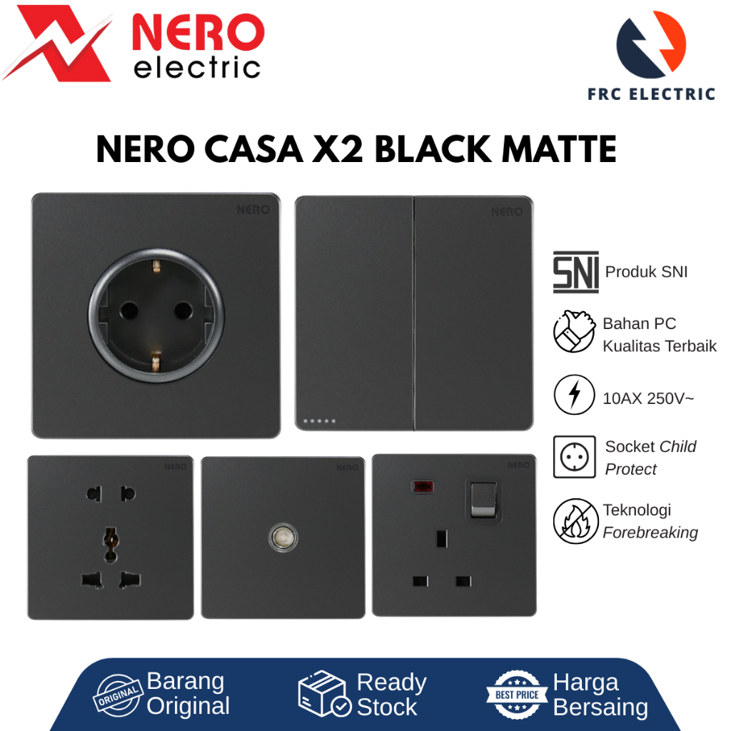 SAKLAR LAMPU - STOP KONTAK - SAKLAR - SAKLAR NERO CASA X2 WHITE -  SAKLAR NERO  - NERO INBOWDUS - NE