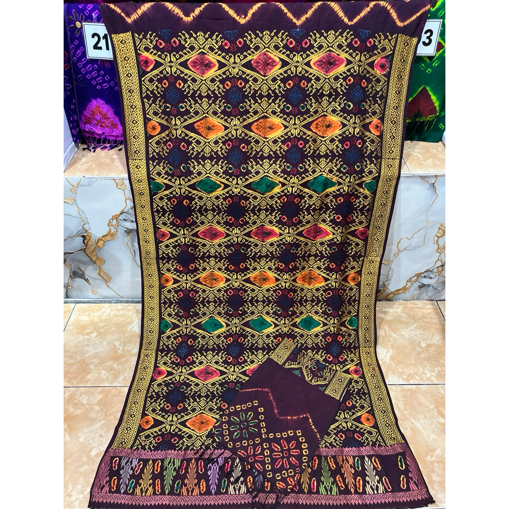 Sutra Jumputan Kalianget Motif Cakra Api Tumpal songket