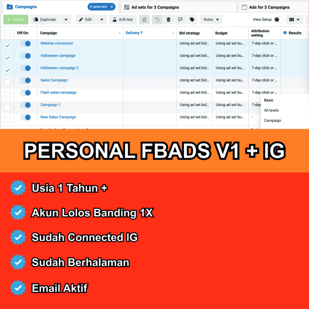 Personal FBAds V1 + lG + Sudah Berhalaman + A2F ON + Email Outlook Aktif