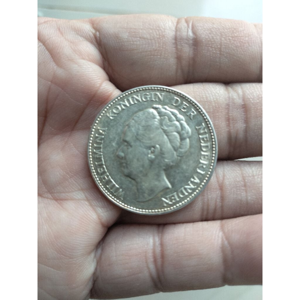 Koin perak kuno 1 gulden Wilhelmina 1931.dijamin asli.Nice Silver coin