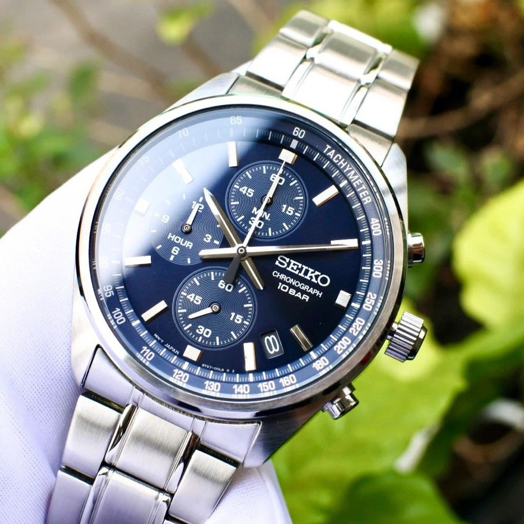 JAM TANGAN ANALOG PRIA SEIKO SSB377P1 / SSB377 / SSB377P QUARTZ MOVEMENT CHRONOGRAPH DARK BLUE DIAL 