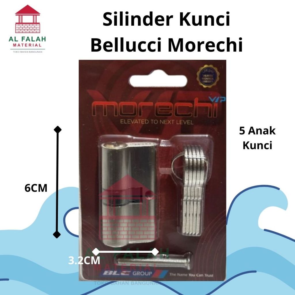 SILINDER KUNCI PINTU BELLUCCI Morechi (Original) 60mm / Cylinder Bellucci Full Kuningan & Stainless