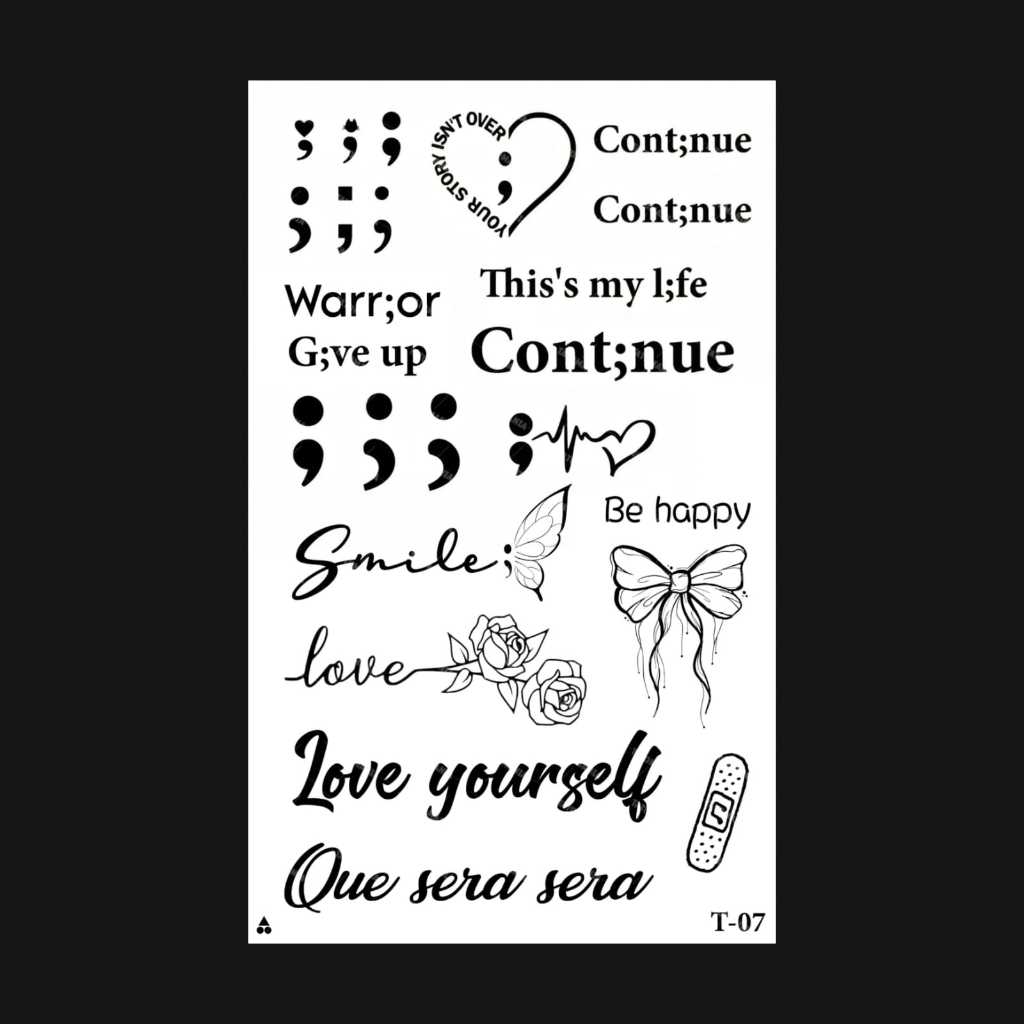 TM-Sticker tattoo temporary semi permanen Tulisan 07 Semicolon Titik Koma