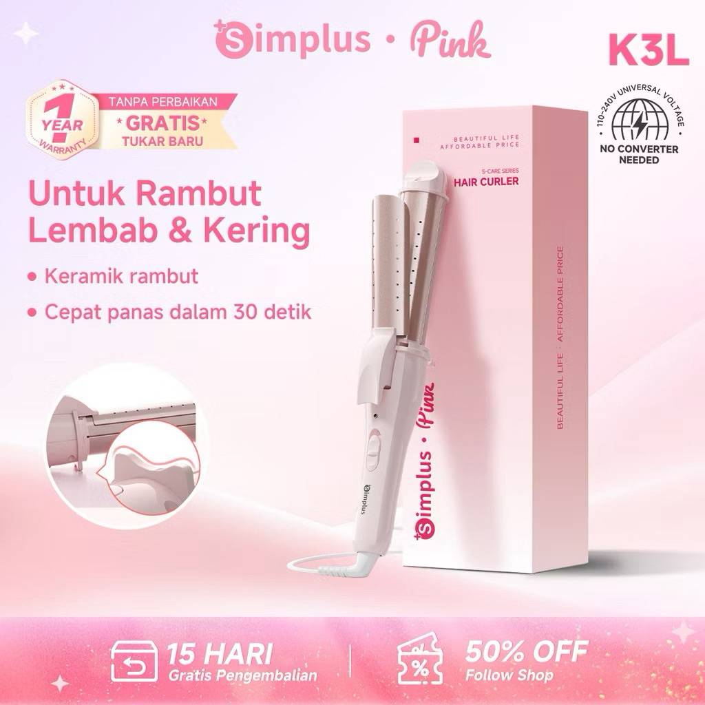 SimplusPink 30MM Catokan Rambut 2in1 Sagitarius Hair Styler catokan curly Styler catokan