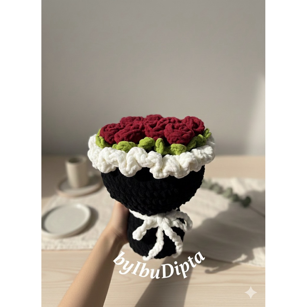 BUKET BUNGA RAJUT | Buket bunga unik | buket wisuda | buket bunga mawar | buket rajut custom | buket