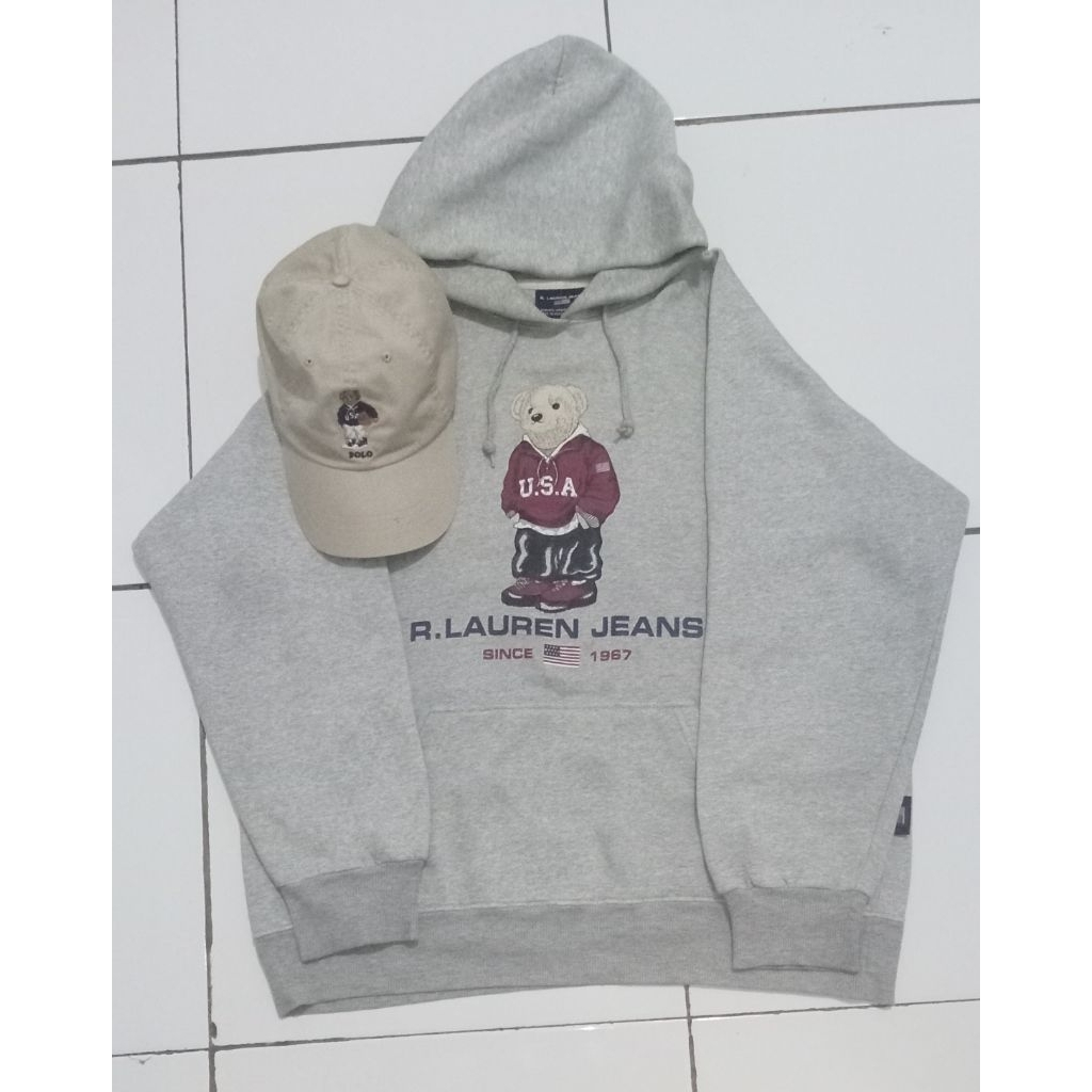 Bundling 2 pcs Hoodie Bear R.Lauren jeans + Topi Polo Bear