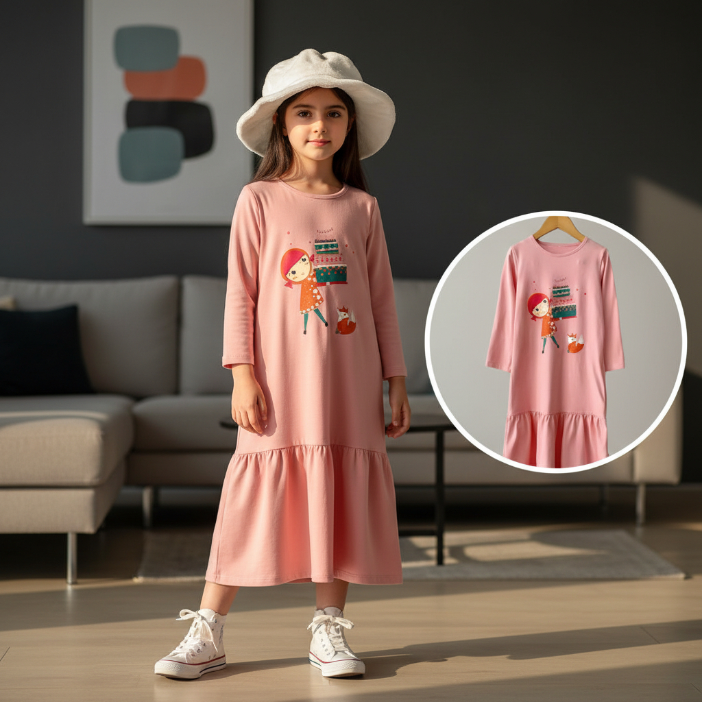 Gamis Anak Perempuan Aisyah Smilee Pink 1-8 Tahun Baju Anak Perempuan Bayi Cewek Ramona Co