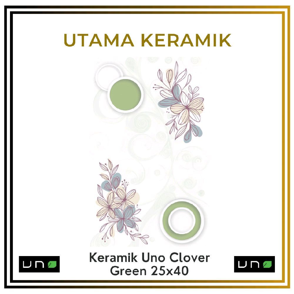 Keramik Uno 25x40 Clover Green - Keramik Dinding Hijau Motif Bunga