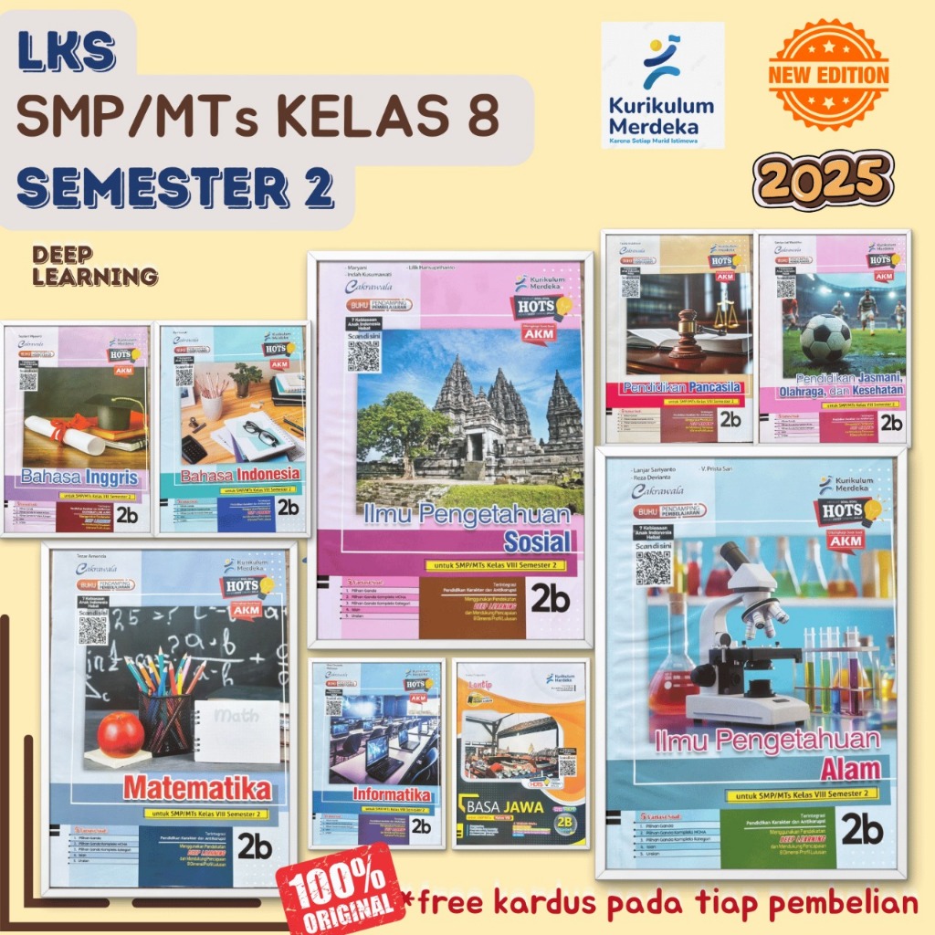 LKS CAKRAWALA PKN, BAHASA INDONESIA, BAHASA INGGRIS, MATEMATIKA, IPA,IPS KELAS 8 UNTUK SMP/MTs SEMES