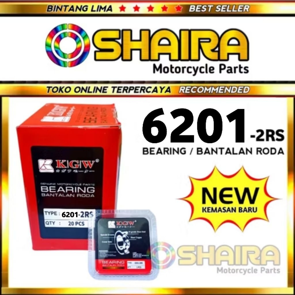 LAHER/KLAHAR/BEARING 6201-2RS MERK KAGAWA ORIGINAL (OPTIMUM QUALITY) BANTALAN RODA 6201 LAHAR 6201 L