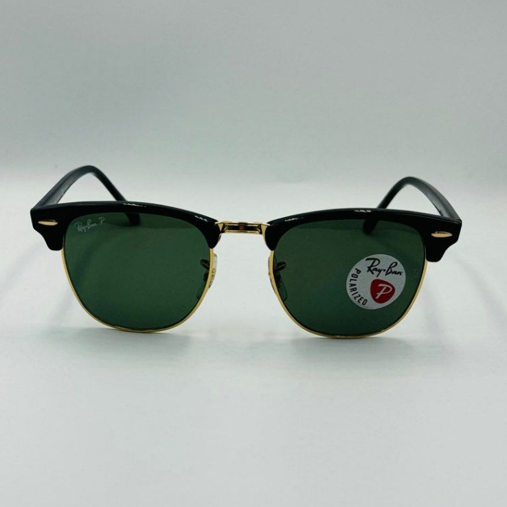 Kacamata RayBan Clubmaster RB3016 901/58 Black 51mm Green Polarized Lens Sunglasses Original