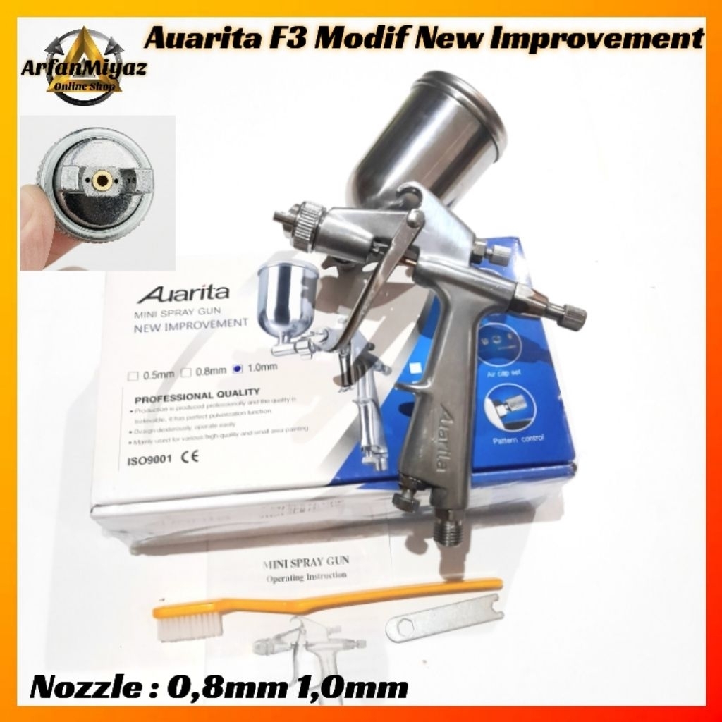 Spray Gun Auarita F3 Modif New Improvement Nozzle 0,8mm 1,0mm