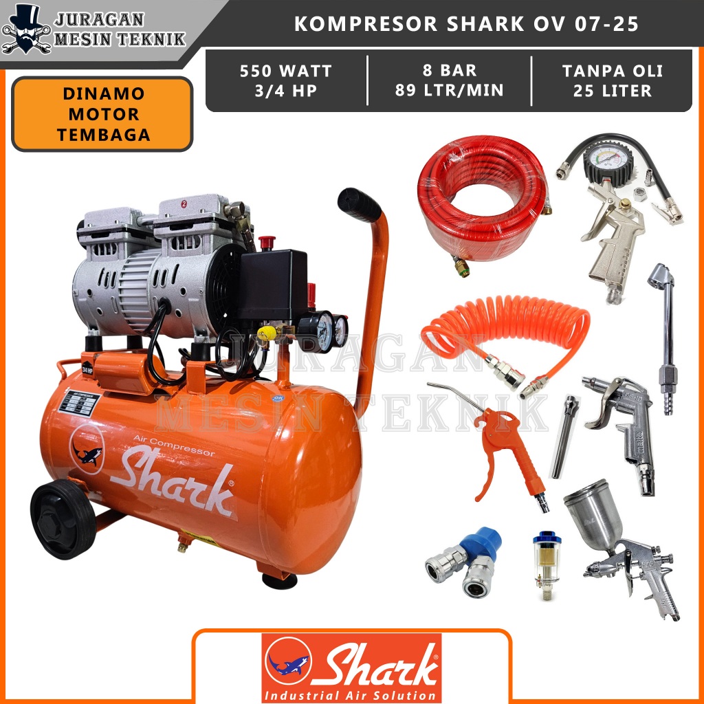 Paket Mesin Kompresor Shark 3/4 HP Silent OV0725