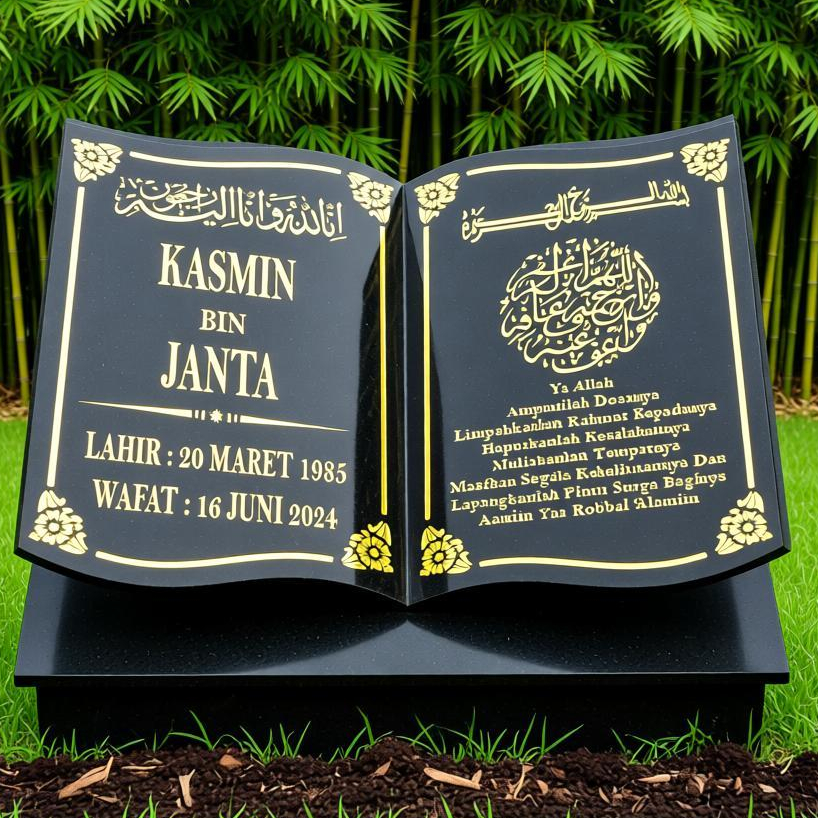 Batu Nisan Kuburan Granit Full dudukan motif buku