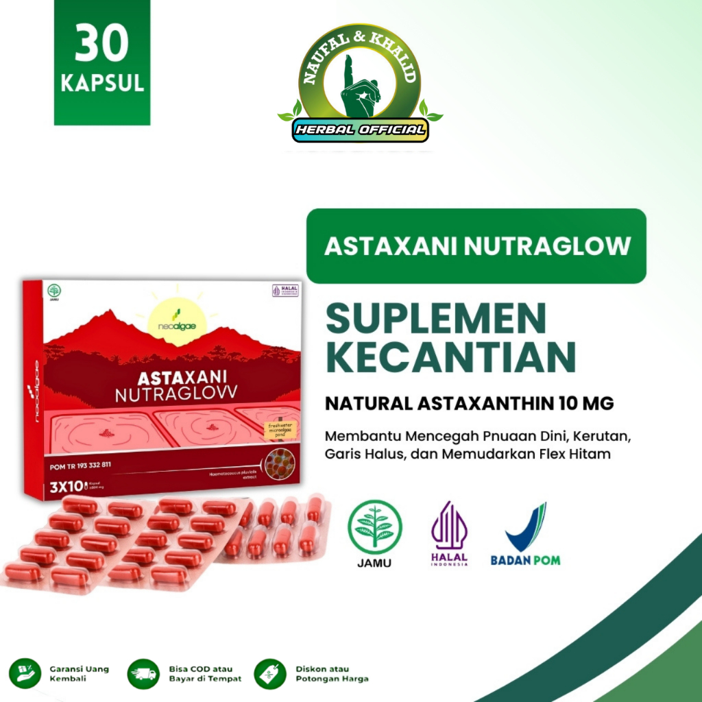 Astaxani Nutraglow Astaxanthin 10mg Multivitamin Mencegah Penuaan Dini Suplemen Kecantikan