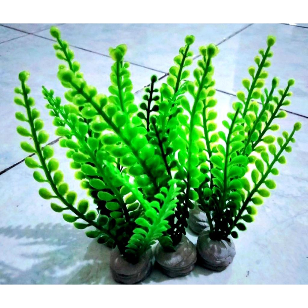Tanaman Plastik Pakis Air Pakis Hijau Tanaman Palsu Hiasan Aquarium.