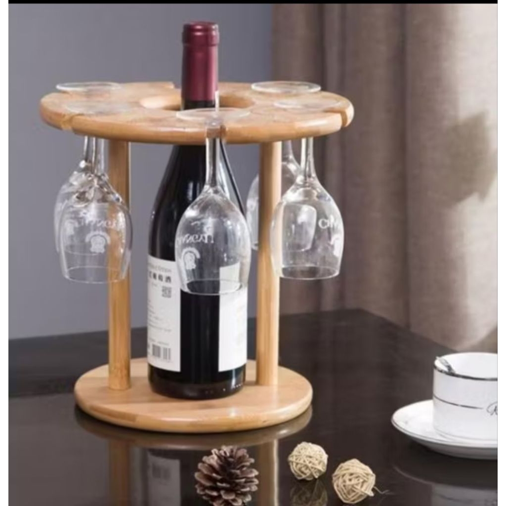 Rak Gelas Gantung Botol Kayu Jati Antik