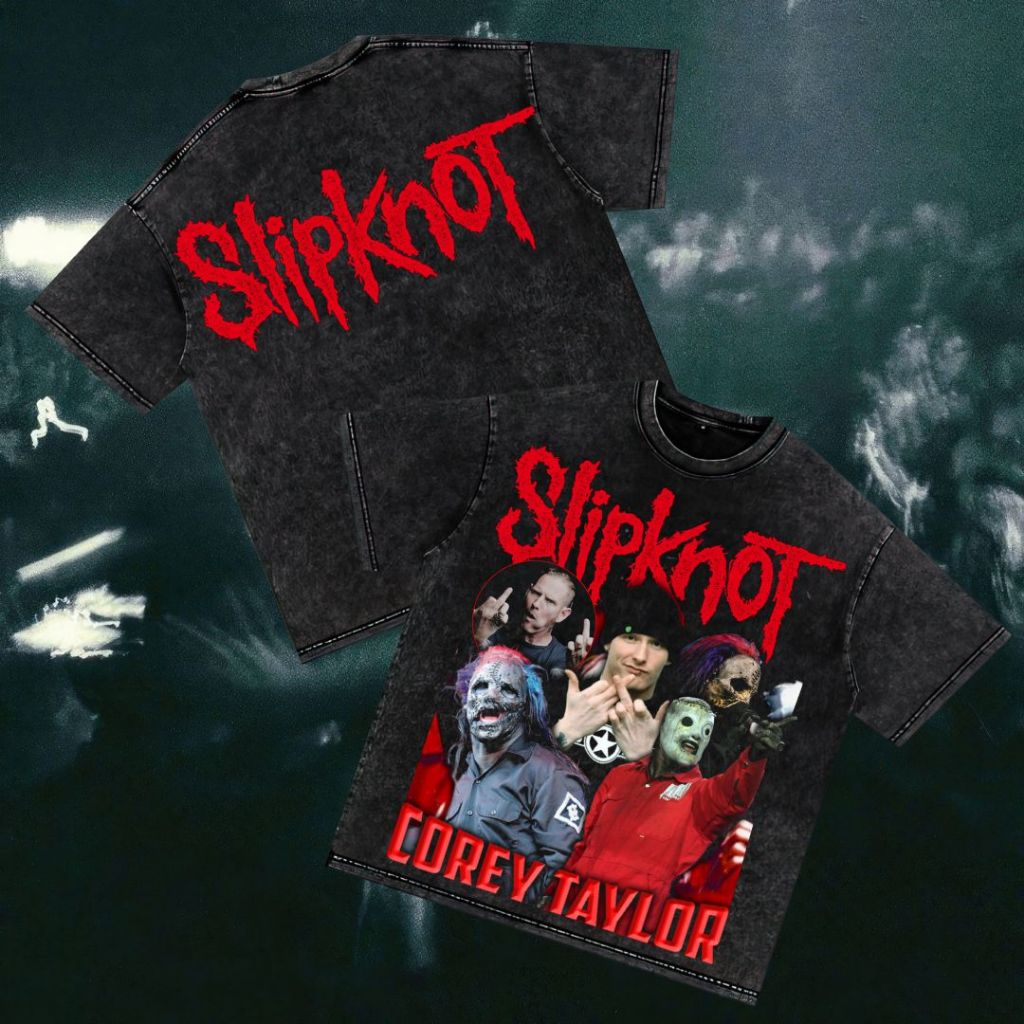 Glatosphere "Corey Taylor" Oversized T-Shirt | Stone Wash | Kaos Oversize | Vintage | Atasan | Kaos 