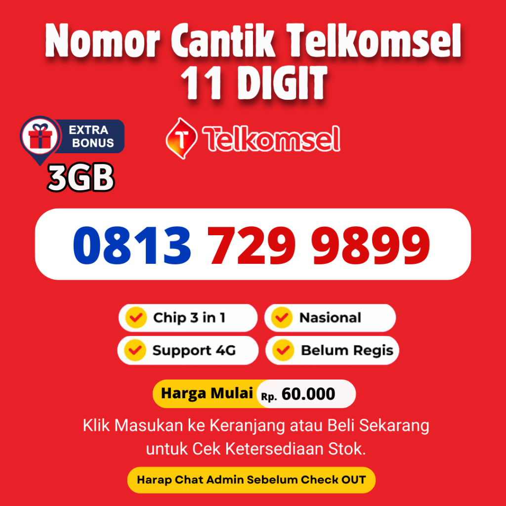 Nomor Cantik Telkomsel 11 Digit Seri Urut Naik Murah Rapi - Nomor Cantik Simpati 11 Digit Support 4G