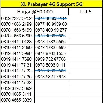 Nomor Cantik XL 4G Nomer Kartu Perdana Prabayar Support 5G no Seri Ulang Tahun Lahir / 8989 / 5758 /