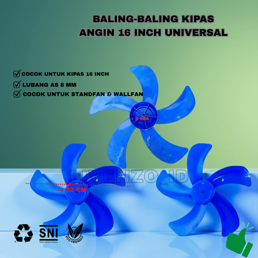 Baling-Baling Kipas Universal 16" – 5 Daun untuk Miyako, Cosmos, Maspion, Sanex, GMC