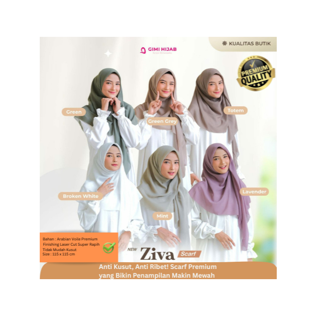 Hijab Segi Empat Ziva Scarf Arabian Voile Gimi Hijab
