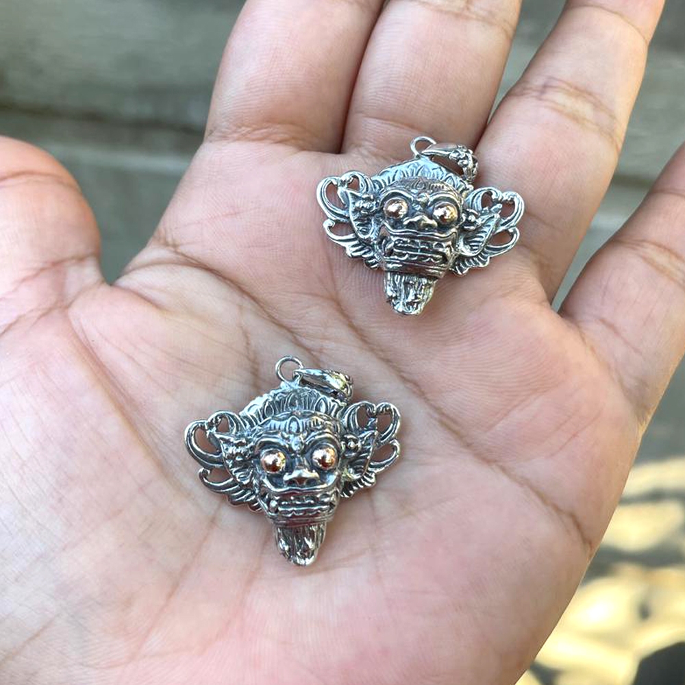 Liontin Mainan Kalung Pendant Perak Silver Bali Barong Rangda Asli 925 Pria Laki Custom Unik