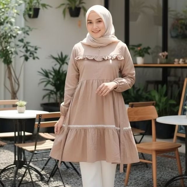 Tunik  Renda Susun polos/Busui/Tunik Wanita Murah