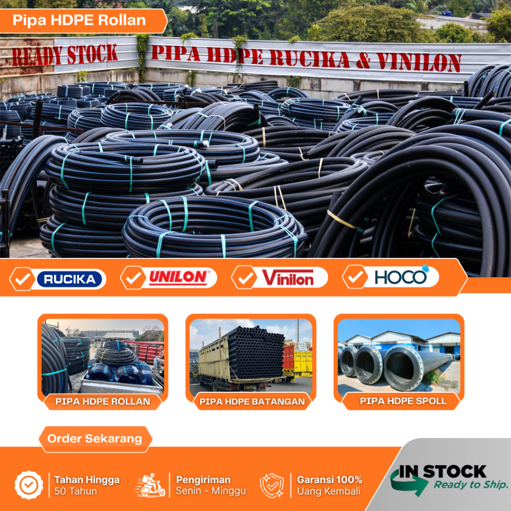 Selang Pipa Air Hdpe PN16 SDR11 uk 1/2 Inch - 20mm Selang Hitam Merk Rucika