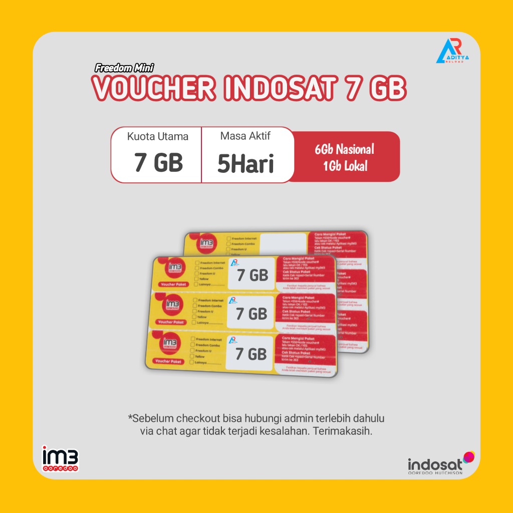 Voucher Indosat Freedom Mini 7GB 5Hari