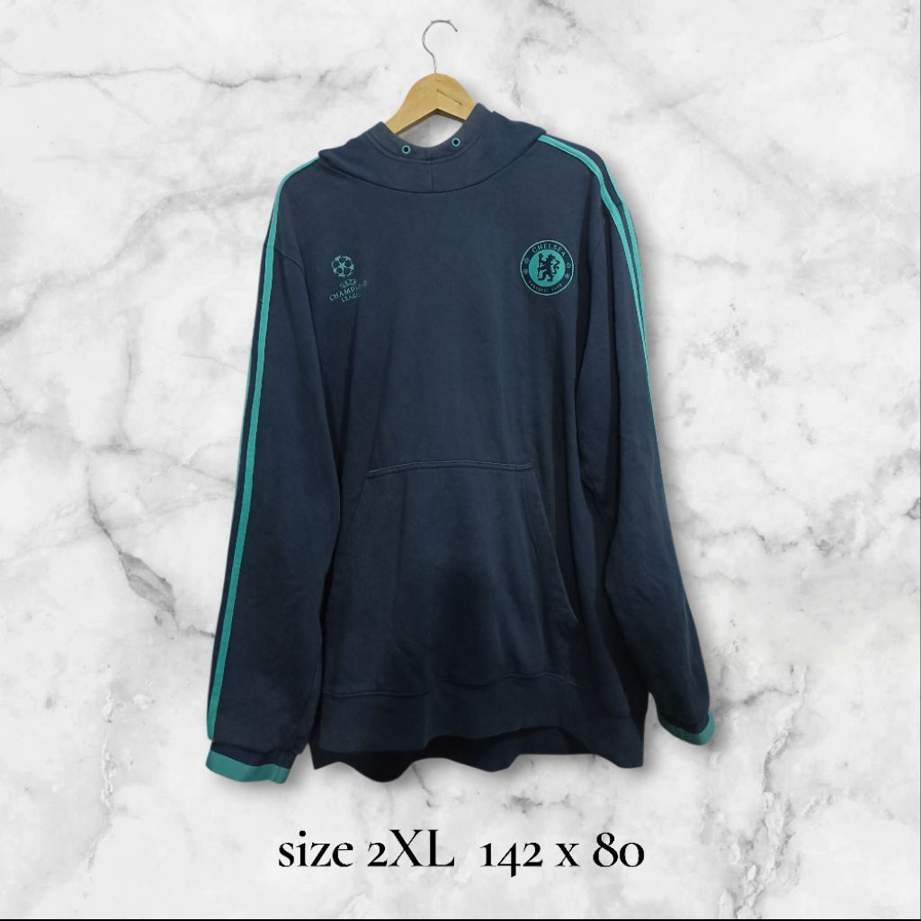 preloved hoodie adidas x Chelsea champions league biru size 2XL