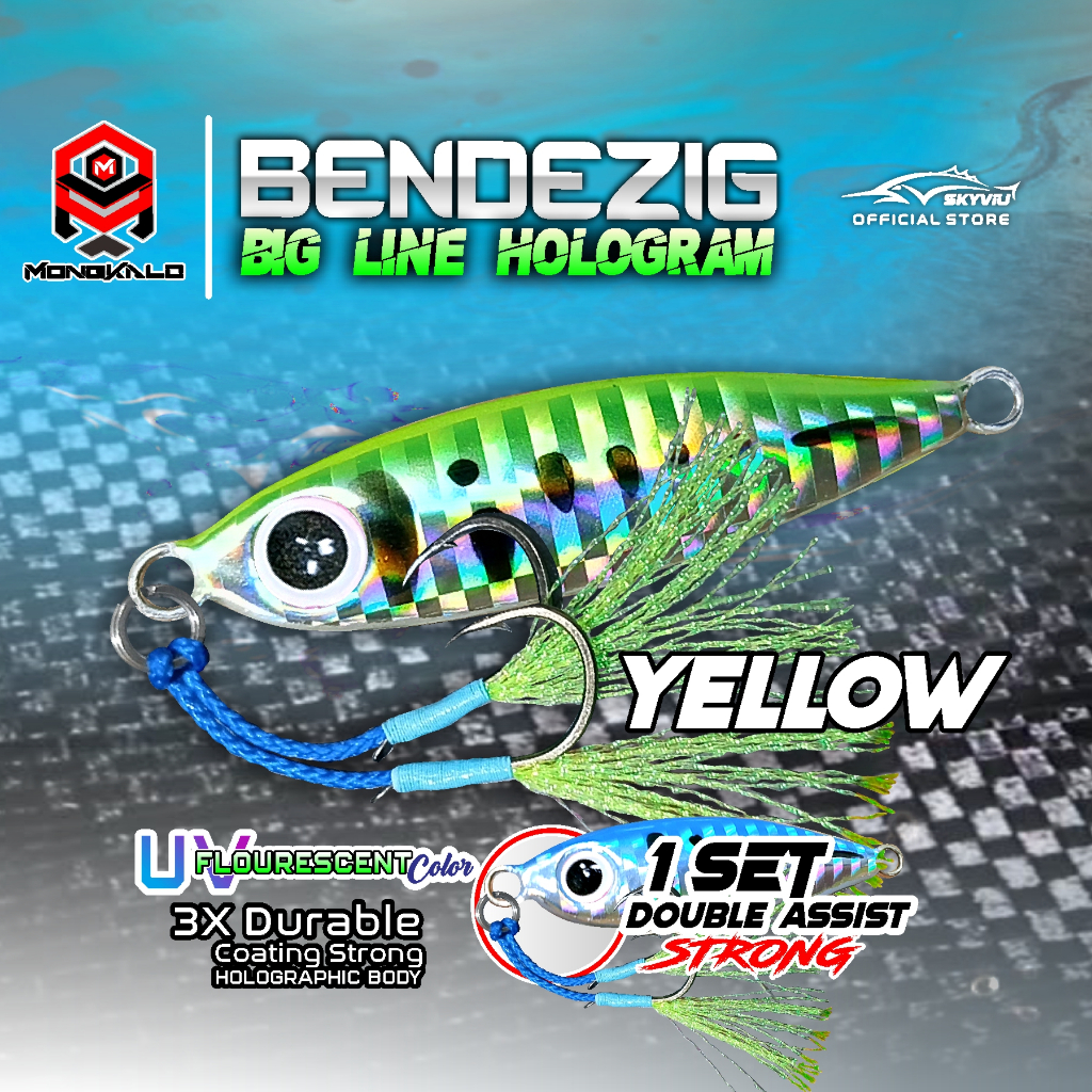 Mongkalo Bendezig Garis-Besar noGID noMotif Fluorescent 15 Kuning