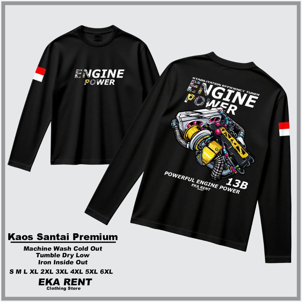 KAOS '' ENGINE POWER '' Kaos Unisex Jumbo, Kaos Distro Pria Oversize Big size Cotton Combed 20S Leng