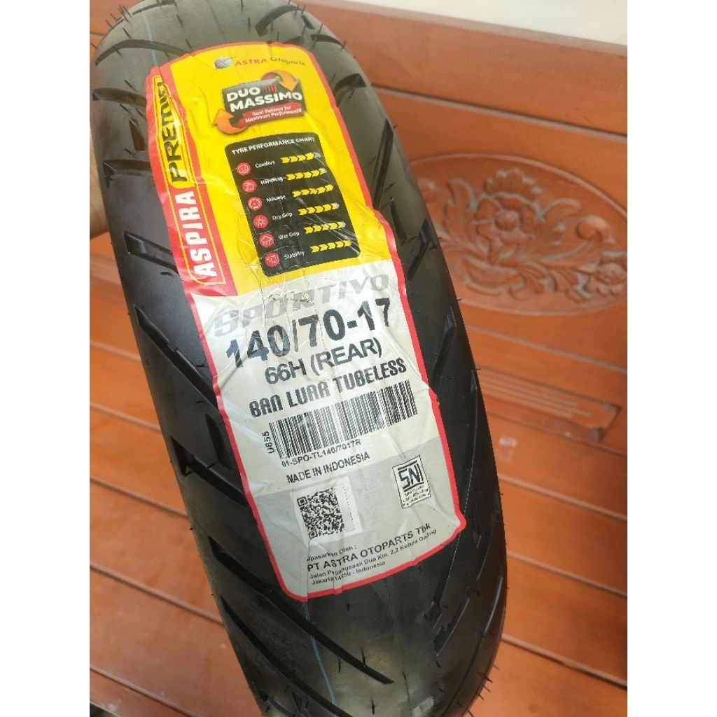 Promo Ban ring 17 140/70 Aspira Premio Sportivo Rear Tubles thn 2025