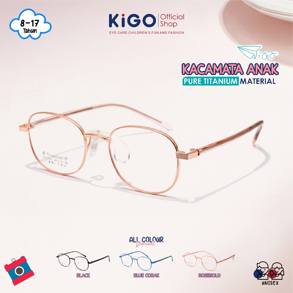 KIGO Kacamata Anak Anti Radiasi Blueray Minus Oval Material Titanium Fashion Sytle Terbaru - BL22001
