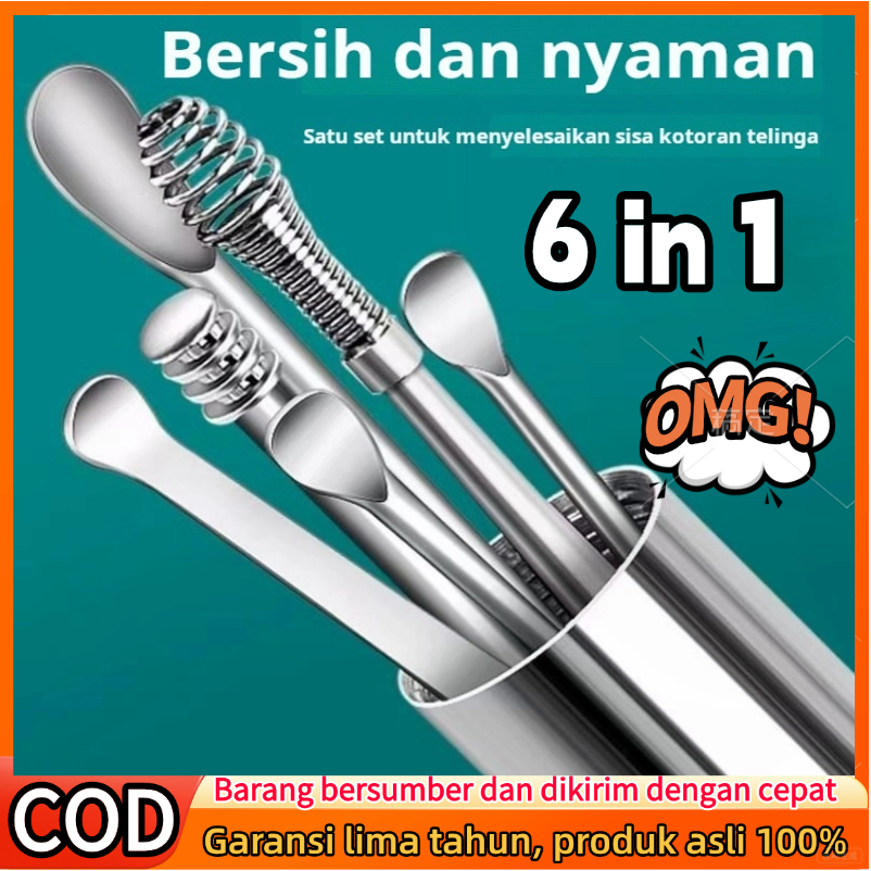 Set alat pembersih telinga portabel 6 buah baru, pembersih telinga, pembersih telinga portabel, pemb