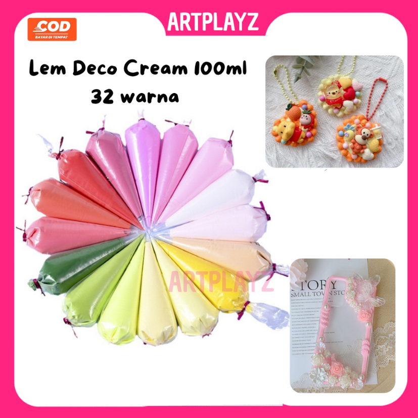 Mainan DIY Lem Deco Cream 100ml kemasan Plastik untuk PhoneCase dll