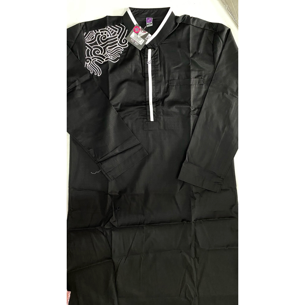 Rabbani - Jubah gamis Pria lengan Panjang hitam putih Adlee