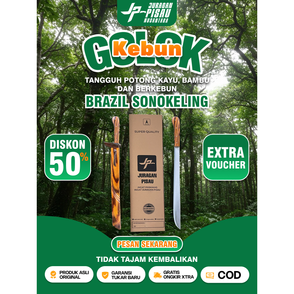 Golok Brazil Panjang Tramontina | Golok Pisau Kebun Berkebun Bahan Baja Sup9 Potong Kayu Bambu