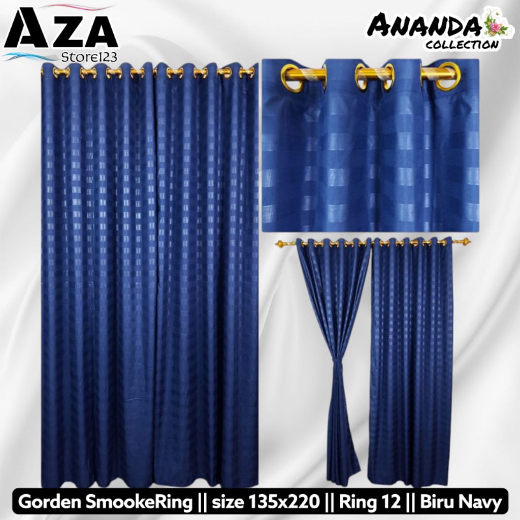 Gorden biru navy model Smookring size 135x220