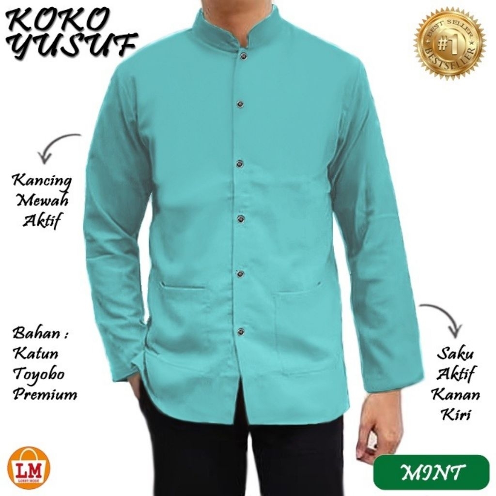 YAHYA - BAJU KEMEJA KOKO MUSLIM PRIA KATUN TOYOBO PREMIUM UKURAN M L XL XXL 3XL JUMBO LENGAN TANGAN 