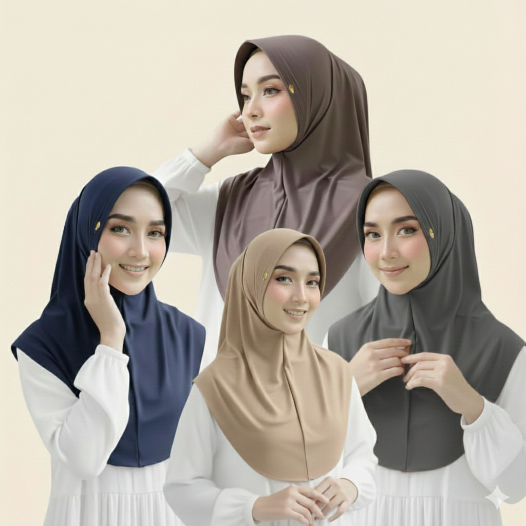 Hijab Bergo Hamidah Size M/ Hijab Sport M Jersey Premium