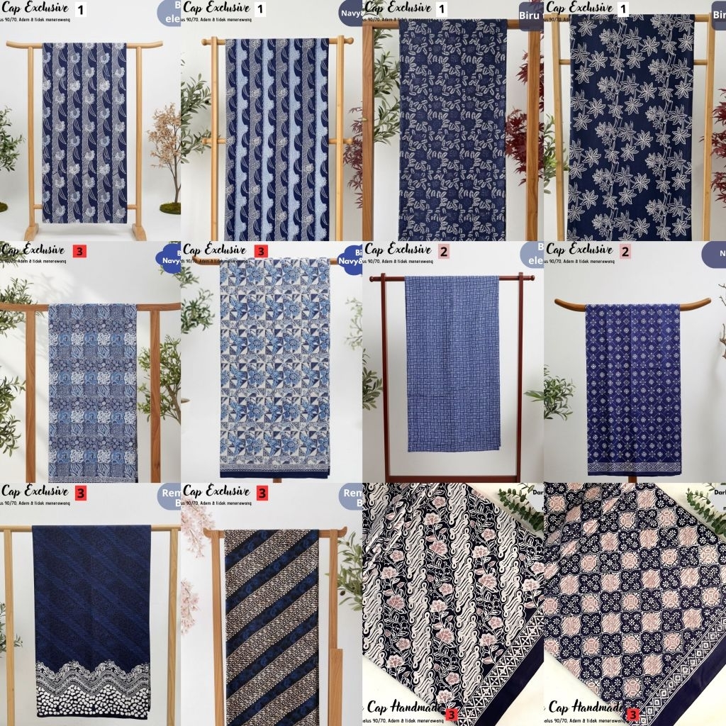 HNT KAIN BATIK CAP WARNA BIRU NAVY BIRU ELEKTRIK SERAGAM KANTOR BRIDESMAID