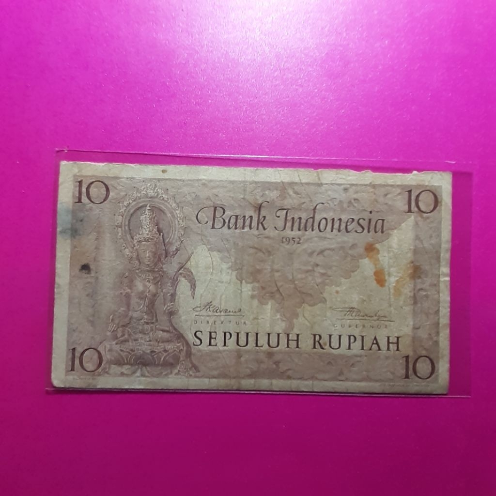 uang kuno 10 rupiah budaya 1952