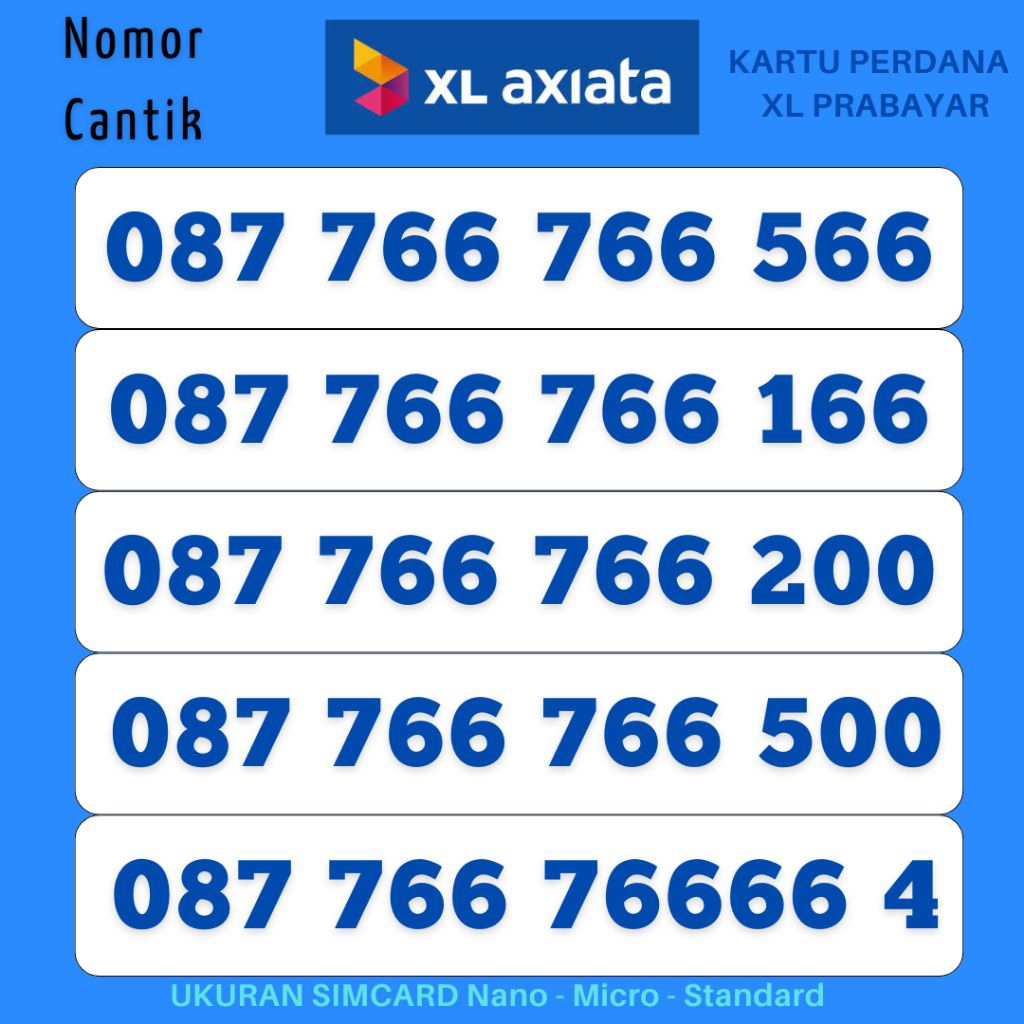 NOMOR CANTIK XL TAHUN 766 766 SUPPORT 4G&5G KARTU PERDANA XL AXIS AXIATA NOCAN SUPER CANTIK KARTU PE