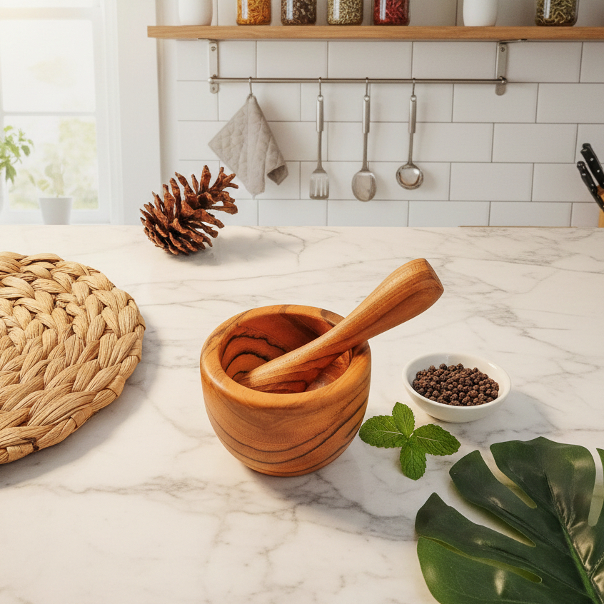 Lumpang Lesung Mini Kayu Jati