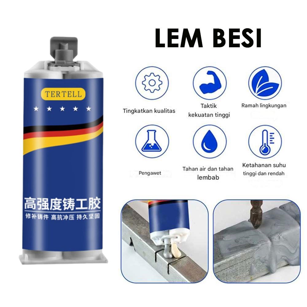 Lem Besi Super Kuat Tahan Panas - Perekat Lem Besi Kayu Kaca Plastik Karet Metal